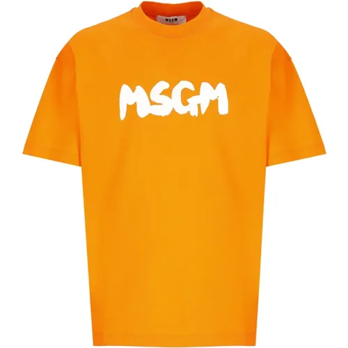 Msgm - Tops > T-Shirts - Orange - Msgm - Modalova