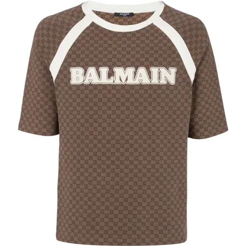 Balmain - Tops > T-Shirts - Brown - Balmain - Modalova