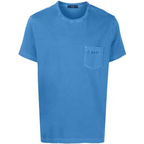 Fay - Tops > T-Shirts - Blue - Fay - Modalova