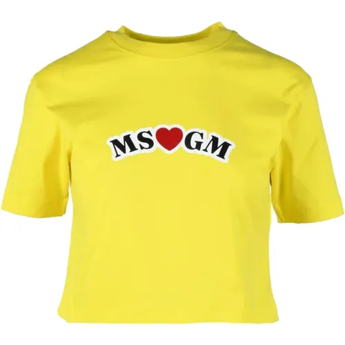 Msgm - Tops > T-Shirts - Yellow - Msgm - Modalova