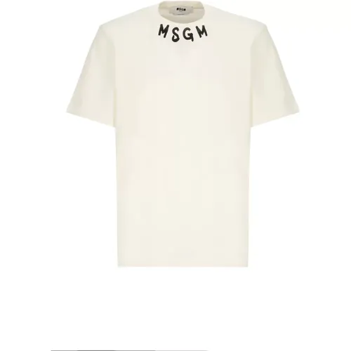 Msgm - Tops > T-Shirts - Beige - Msgm - Modalova