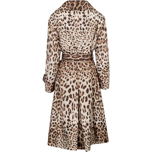 Double-Breasted Trench Coat With Leopard Print - Dolce & Gabbana - Modalova