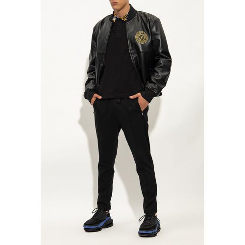 Leather bomber jacket - Versace Jeans Couture - Modalova