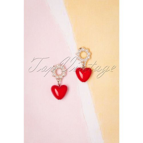 Heart and Pearl Earrings Années 50 en - sweet cherry - Modalova