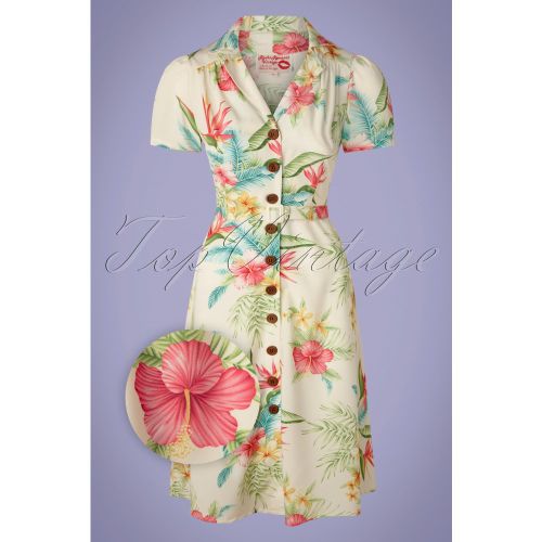 S Charlene Honolulu Shirtwaister Dress in Naturel - Rock N Romance - Modalova