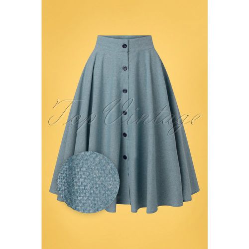 S The Beverly Button Swing Skirt in Chambray - Rock N Romance - Modalova
