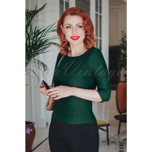 Joy Top Années 50 en Vert Pin - glamour bunny - Modalova