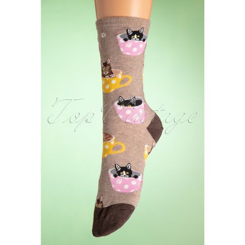 Cat-Feinated Socks en Brun - Socksmith - Modalova