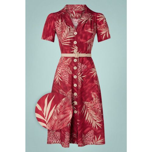 Charlene Palm Shirtwaister Dress in Ruby - Rock N Romance - Modalova