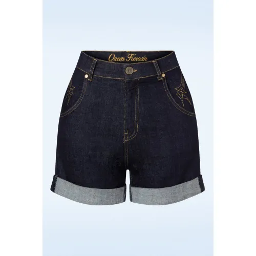 Ash Shorts Années 50 en Jean Foncé - Queen Kerosin - Modalova