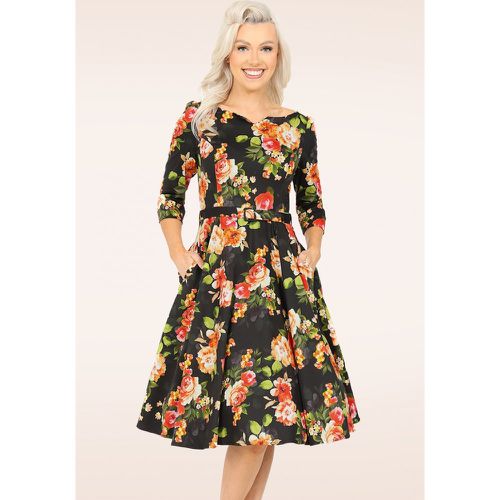 Robe Corolle Leah en Noir et Orange - hearts & roses - Modalova