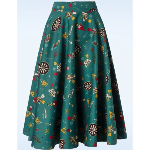 Jupe corolle Keep Em Flying en bleu sarcelle - Banned Retro - Modalova