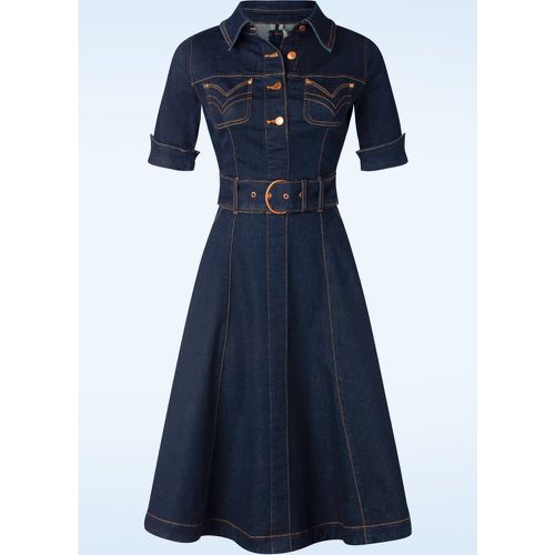 Robe corolle Lucielle en denim foncé - Rock-a-Booty - Modalova