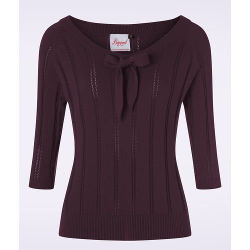 Belle Bow Pointelle Top Années 50 en Aubergine - Banned Retro - Modalova