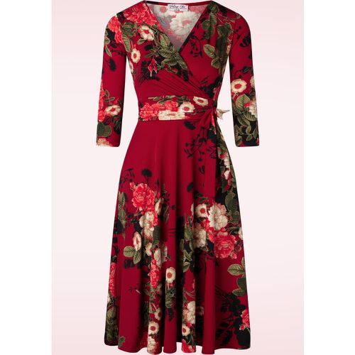 Caryl Floral Swing Dress Années 50 en Bordeaux - vintage chic for topvintage - Modalova