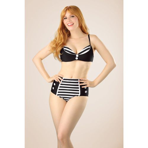 Joelle Stripes Bikini Top Années 50 en et Blanc - Belsira - Modalova