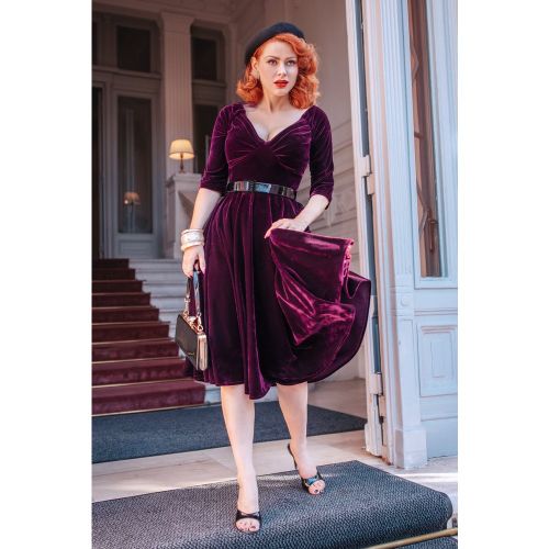 Marilyn Velvet Swing Dress en - glamour bunny - Modalova