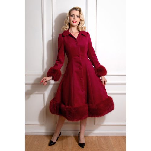 Lacey Swing Coat Années 50 en Bordeaux - hearts & roses - Modalova