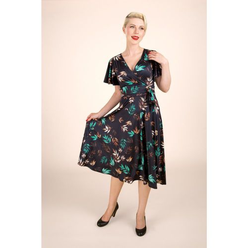 Robe croisée Irene Leaves en noir - vintage chic for topvintage - Modalova