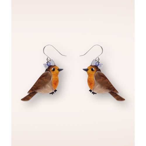 Rosie the Robin Drop Earrings - erstwilder - Modalova