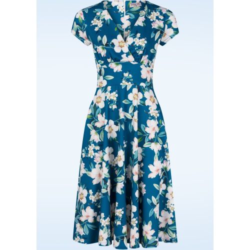 Robe évasée fleurie Miley en bleu - vintage chic for topvintage - Modalova