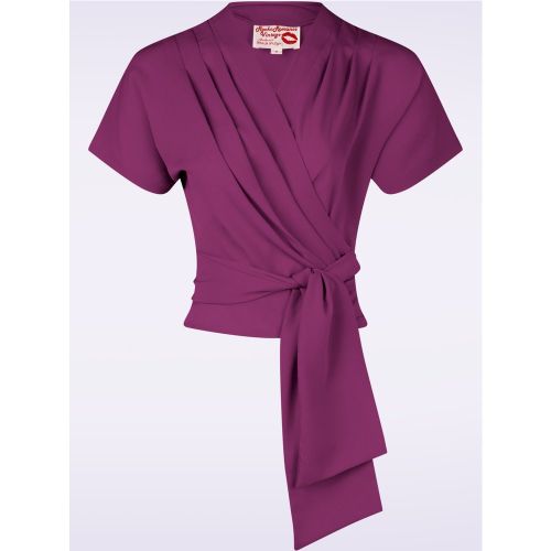 Chemise cache-coeur manches courtes Darla en prune - Rock N Romance - Modalova
