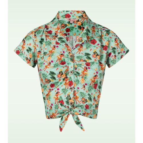 Chemise hawaïenne courte Tiki Dancer en clair - Queen Kerosin - Modalova