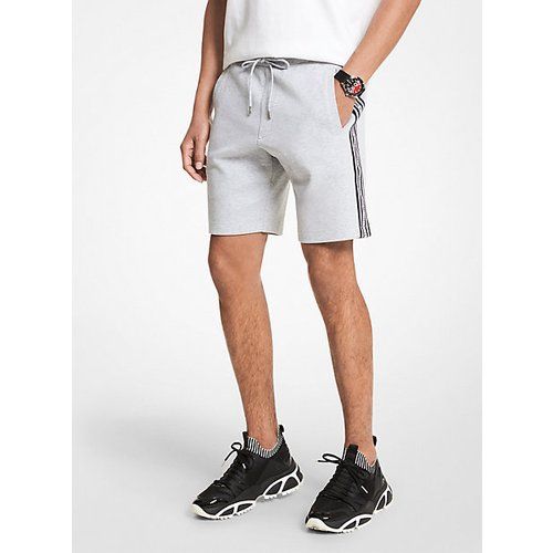 MK Short en coton mélangé avec bande à logos - GRIS CHINÉ(GRIS) - Michael Kors - Michael Kors Mens - Modalova