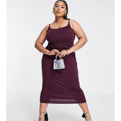 ASOS DESIGN Curve - Robe mi-longue à encolure carrée et bretelles fines - Prune - ASOS Curve - Modalova