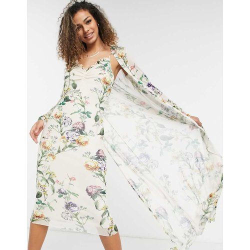 Ensemble robe nuisette style années 90 et pardessus - sauge clair fleuri - Hope & Ivy - Modalova