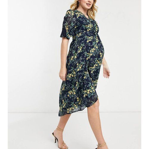 - Robe mi-longue style kimono nouée sur le devant - fleuri - Hope & Ivy Maternity - Modalova
