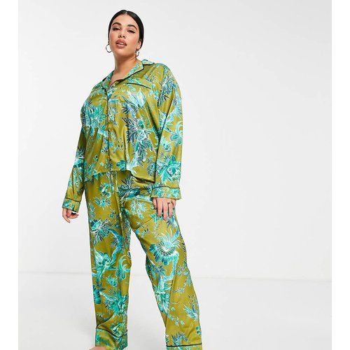 Coffret cadeau pyjama satiné et chouchou avec sac assorti - fleuri - Hope & Ivy Plus - Modalova