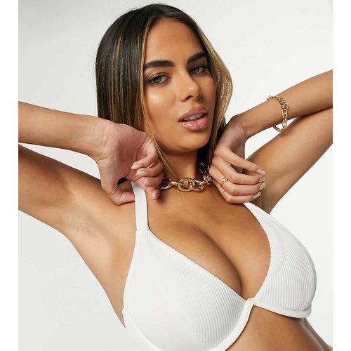 Mix and match - Haut de bikini côtelé à armatures pour poitrines généreuses - Ivory Rose - Modalova