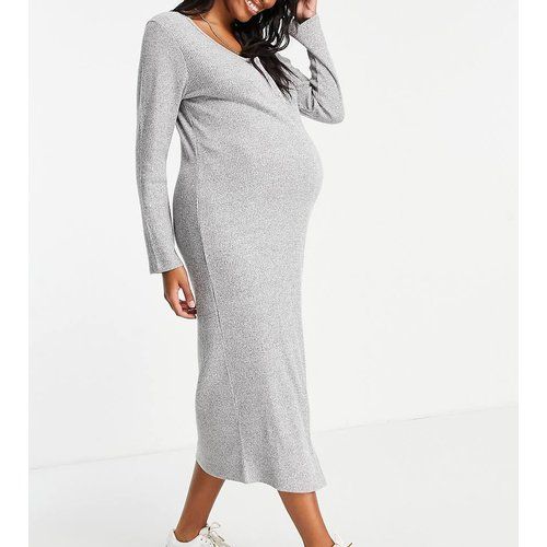 River Island - Robe mi-longue de maternité à boutons-pression sur le devant en jersey côtelé - chiné - River Island Maternity - Modalova