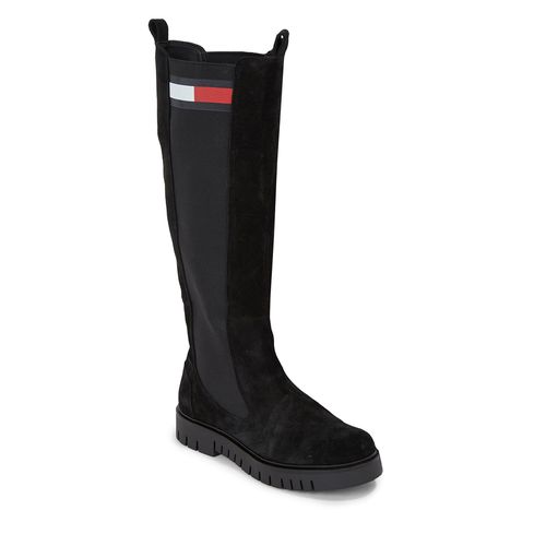 Bottes Tommy Jeans Tjw Long Shaft Suede Boot EN0EN02412 Black BDS - Chaussures.fr - Modalova