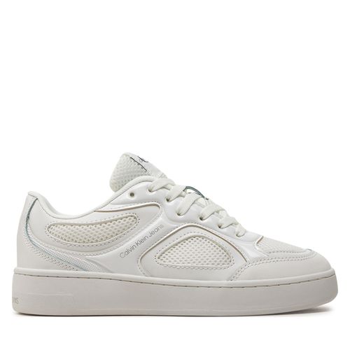 Sneakers Calvin Klein Jeans Basket Cupsole Low Mix In Met YW0YW01387 Bright White/Silver 01V - Chaussures.fr - Modalova