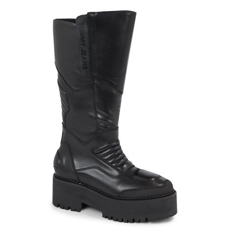 Bottes Tommy Jeans Tjw Long Shaft Biker EN0EN02376 Black BDS - Chaussures.fr - Modalova