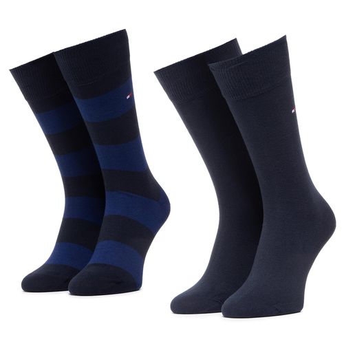 Lot de 2 paires de chaussettes hautes Tommy Hilfiger 342021001 Bleu marine - Chaussures.fr - Modalova
