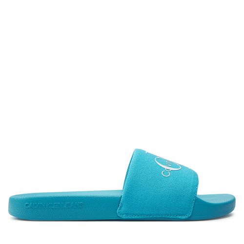 Mules / sandales de bain Calvin Klein Jeans Slide Monogram Co YW0YW00103 Blue Atoll/Bright White 0G8 - Chaussures.fr - Modalova