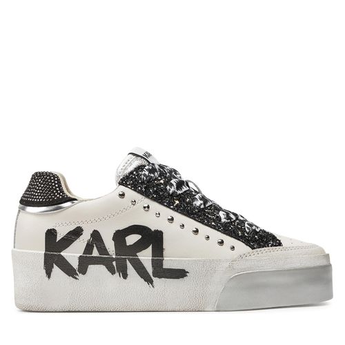 Sneakers KARL LAGERFELD KL60190 White Textured Lthr w/Blk 110 - Chaussures.fr - Modalova