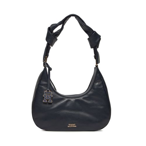 Sac à main Tommy Hilfiger Pushlock Leather Hobo AW0AW16073 Space Blue DW6 - Chaussures.fr - Modalova