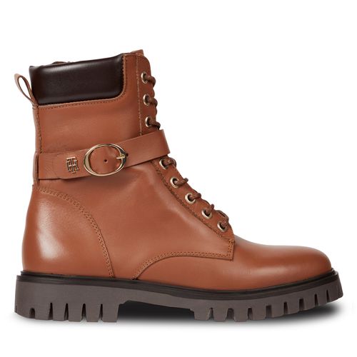 Bottines Tommy Hilfiger Buckle Lace Up Boot FW0FW06734 Marron - Chaussures.fr - Modalova