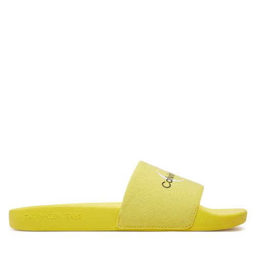 Mules / sandales de bain Calvin Klein Jeans Slide Monogram Co YW0YW00103 Blazing Yellow/Bright White 0LJ - Chaussures.fr - Modalova