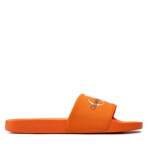 Mules / sandales de bain Calvin Klein Jeans Slide Monogram Co YM0YM00061 Vibrant Orange/Bright White SCB - Chaussures.fr - Modalova