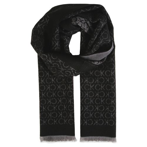 Écharpe Calvin Klein Monogram Woven Scarf 35x180 Noir - Chaussures.fr - Modalova