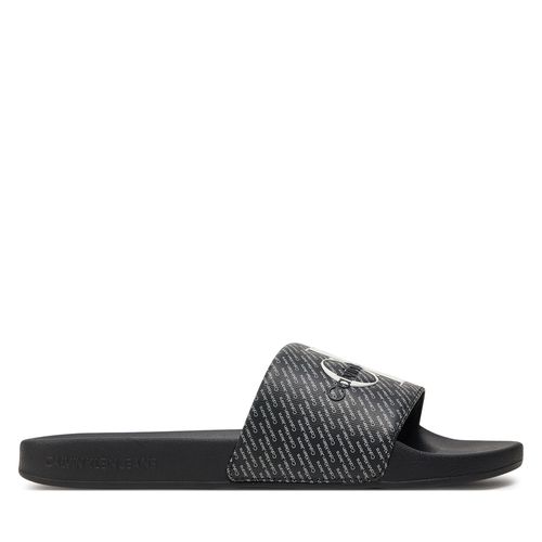 Mules / sandales de bain Calvin Klein Jeans Slide Aop YM0YM00955 Black/Bright White 0GM - Chaussures.fr - Modalova
