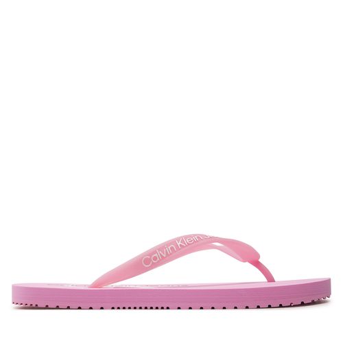 Tongs Calvin Klein Jeans Beach Sandal Monologo Tpu YW0YW01246 Glowing Guava/Bright White 0J2 - Chaussures.fr - Modalova