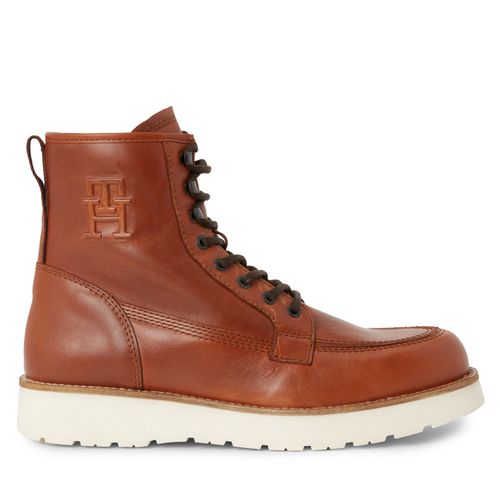 Bottes Tommy Hilfiger Th American Warm Leather Boot FM0FM04668 Marron - Chaussures.fr - Modalova