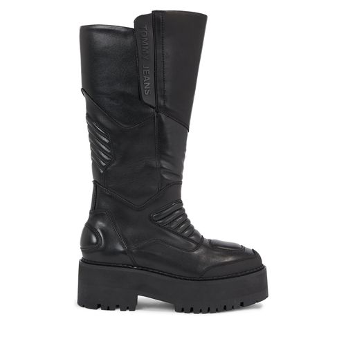 Bottes Tommy Jeans Tjw Long Shaft Biker EN0EN02376 Black BDS - Chaussures.fr - Modalova