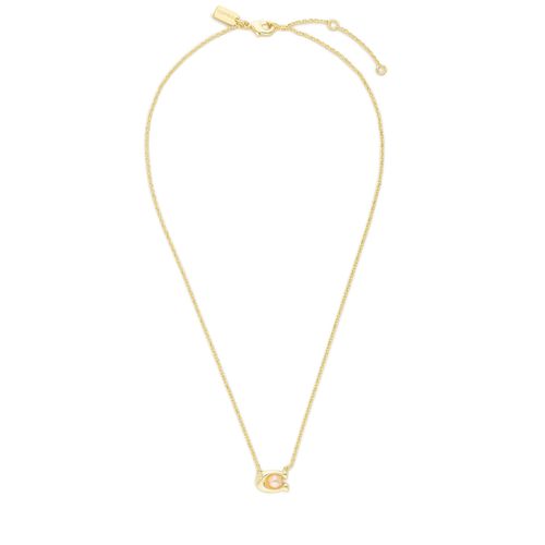 Collier Coach Pearl Signature C Pendant Necklace 37341916GLD651 Or - Chaussures.fr - Modalova